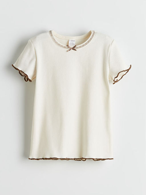 Bisiklet Yaka Kurdele Detayl? K?z ?ocuk Ti??rt 2li