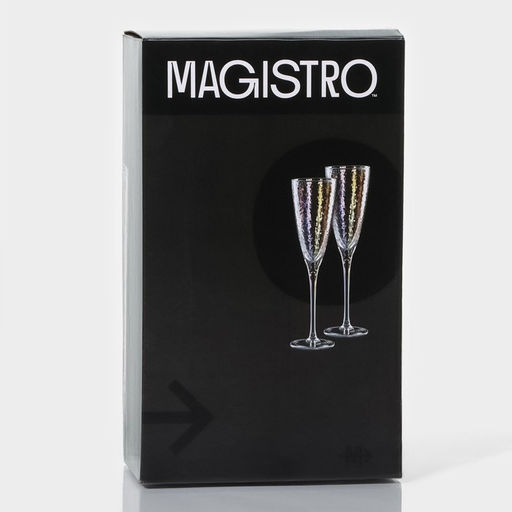 Бокалы для шампанского Magistro «Жемчуг», 270 мл, 7.5×26 см, набор 2 шт., стекло, перламутровые