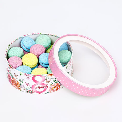 Коробка для макарун тубус с окном  8 Марта с розами  21?21?7 см - Simaland фото 3