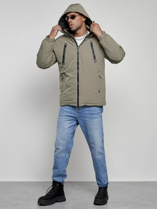 Куртка спортивная мужская зимняя с капюшоном серого цвета 8360Sr - Wonderrman фото 6