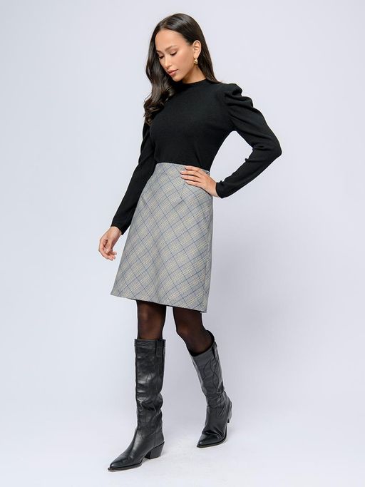 Юбка серая в клетку длины мини - 1001dress фото 2