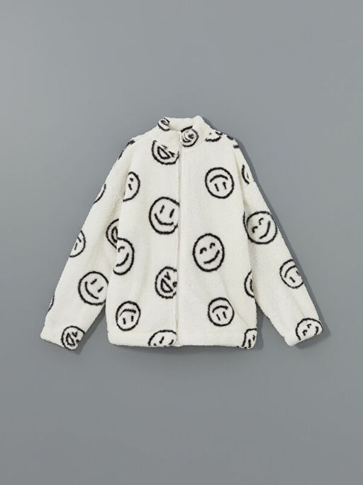 Dik Yaka Pel?? K?z ?ocuk Fermuarl? Sweatshirt