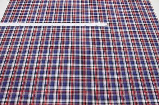Пестрядь Клетка цв.красный/сине-фиолетовый/графитово-черный с белым, ш.1.5м, хл-100%, 150гр/м.кв - Купава фото 5