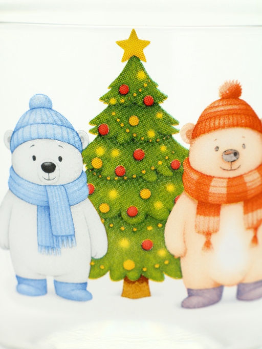 Кружка стеклянная новогодняя «Мишки в лесу», 500 мл