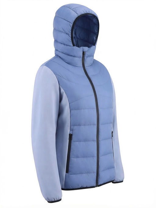 Куртка женская гибридная стёганая с капюшоном с графеновой подкладкой синего цвета 9630_1S
