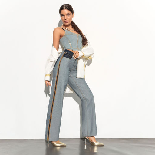 Джинсы прямые с эффектом изнанки Matera (dark blue) - Charutti фото 2