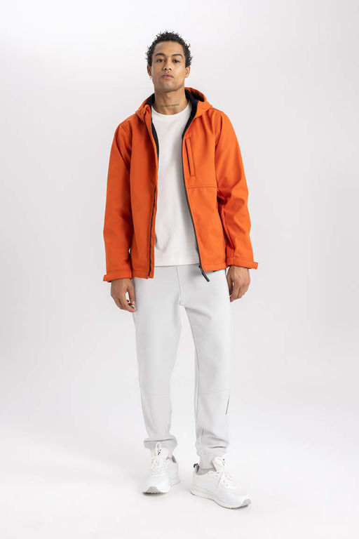 Водоотталкивающее пальто из софтшелла с капюшоном стандартной посадки DeFactoFit  фото 2