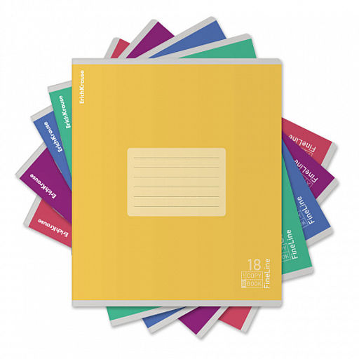 Цена за 10 шт. Тетрадь школьная ученическая ErichKrause FineLine, 18 листов, линейка, матовая ламинация, блок 80 г/м2_MIX-PACK