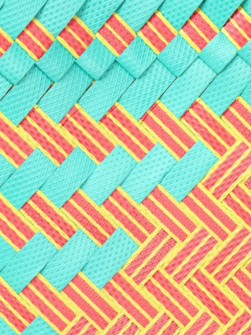 Сумка плетёная, 30×15×35 см, пластик, бирюзово-жёлтая