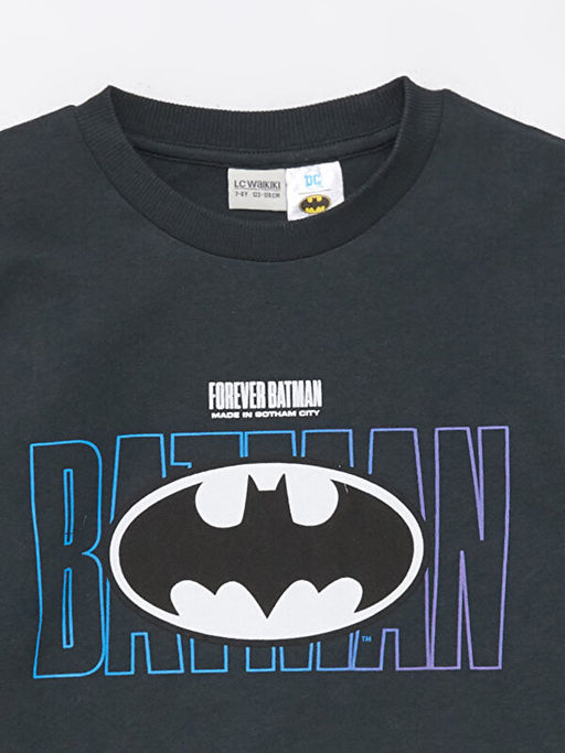 Bisiklet Yaka Batman Bask?l? K?sa Kollu Erkek ?ocuk Ti??rt - Waikiki фото 3