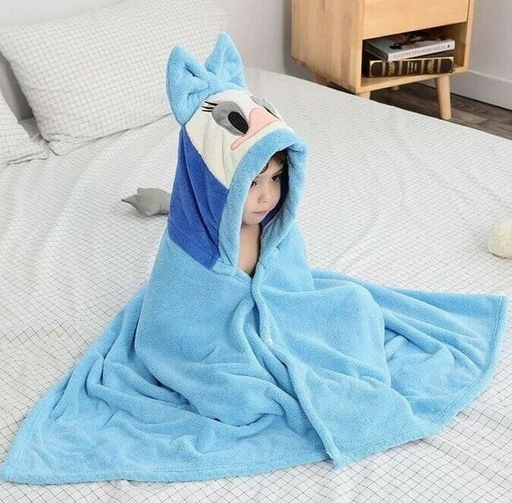 Детское полотенце с капюшоном Уточка -ГОЛУБОЙ 70*140 см.на кнопках - Лен поволжья фото 3