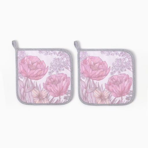 Набор прихваток Этель Poppy fields, 2 шт., 19?19 см, саржа, хлопок 100%, ватин 250 г/м?