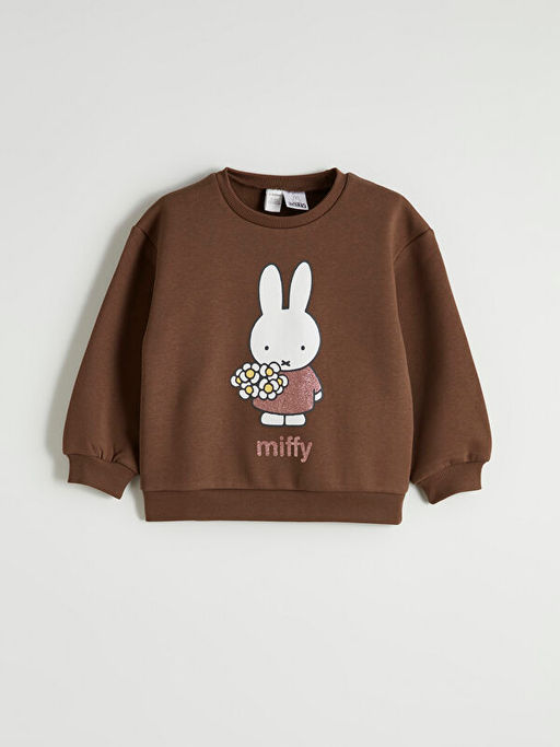 Miffy Bask?l? K?z ?ocuk Kal?n Sweatshirt