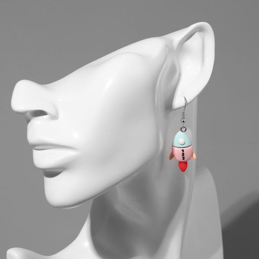 Серьги ассорти «Радость» ракеты, цветные в серебре