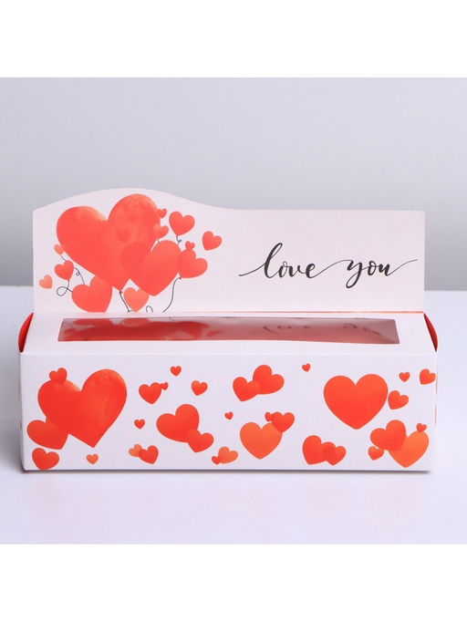 Цена за 5 шт. Коробка для макарун кондитерская, упаковка, « Love you», 18×5.5×5.5 см