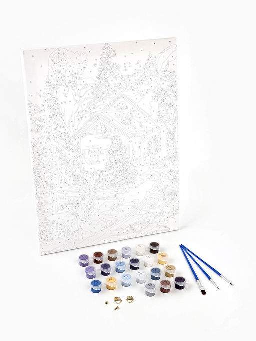 Картина по номерам на новый год на холсте с подрамником Зимняя ночь, 40?30 см - Школа талантов фото 2