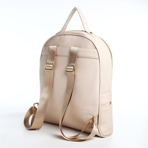 Рюкзак женский на молнии, с карманами, размер 27×10×34 см, бежевый