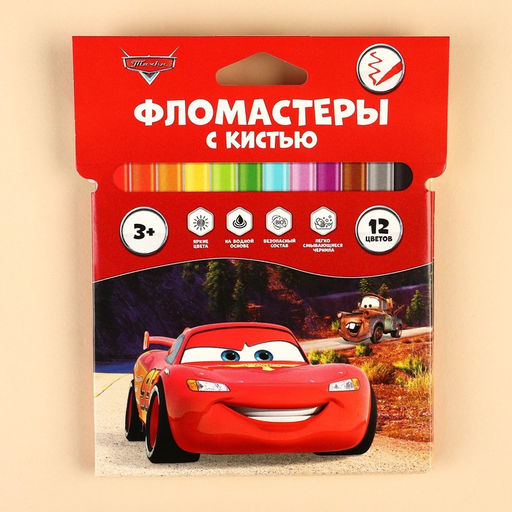 Фломастеры с кистью, 12 цветов, Тачки - Disney фото 5