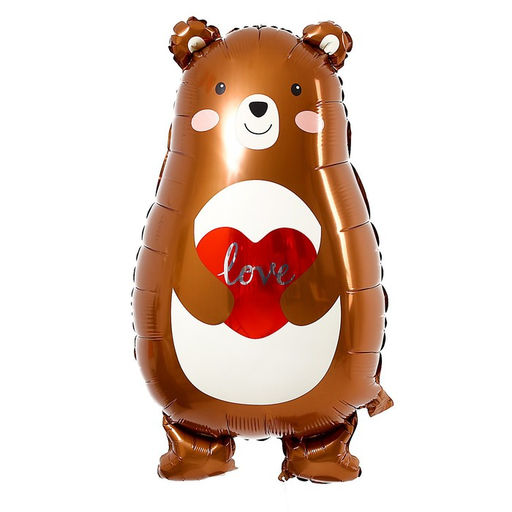 Воздушные шары фольгированные 31" «Мишка с сердцем»