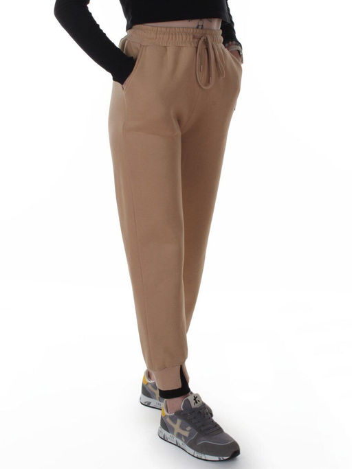 2619 BEIGE Брюки спортивные утепленные женские (85% хлопок, 10% полиэстер, 5% спандекс)