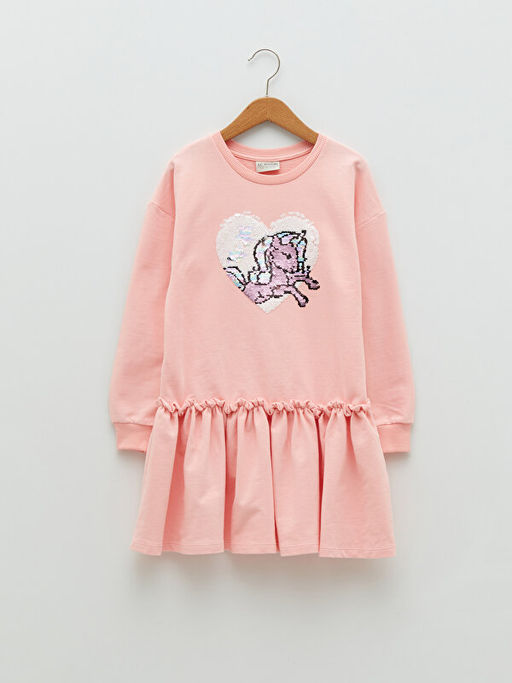 Bisiklet Yaka ?ift Y?nl? Payetli Uzun Kollu K?z ?ocuk Elbise - Waikiki фото 2