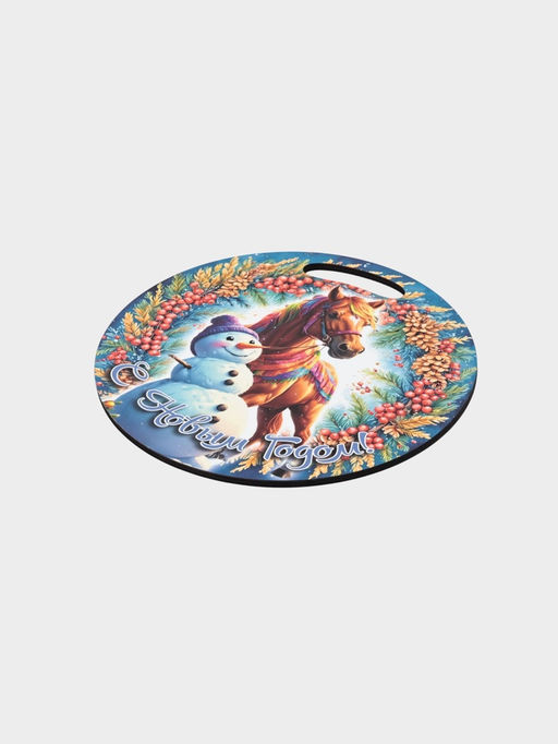 Доска разделочная сувенирная Дарим Красиво Символ года. С новым годом, d=25.5 см, дерево, разноцветная