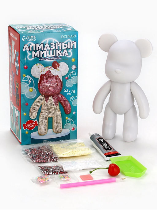 Алмазная мозаика на фигурке Медведь - пироженка