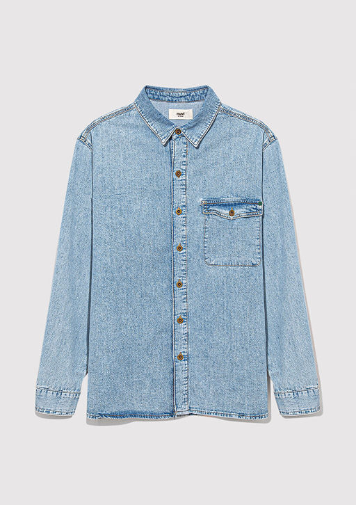 Tyler Regenerative Ac?k Mavi Denim Jean Gomlek  фото 8