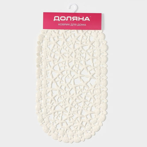 Коврик противоскользящий в ванну Доляна «Прибрежье», на присосках, 38×68 см, цвет белый