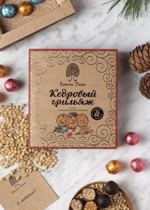 Кедровый грильяж ассорти, 120 г  черника, клюква, облепиха  5 коробок - Сибирский кедр фото 2
