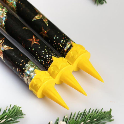 Цена за 2 шт. Свечи фонтаны в торт золотые «Звёзды», 3 шт., 12.5 см, горение 30 сек.