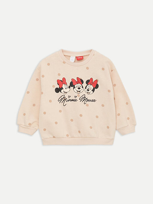 Bisiklet Yaka Uzun Kollu Minnie Mouse Bask?l? K?z Bebek Sweatshirt ve Tayt 2li Tak?m - Waikiki фото 2