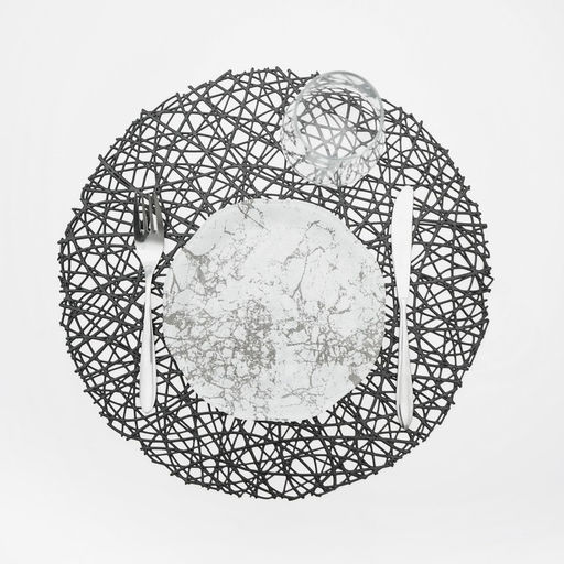 Салфетки сервировочные на стол Доляна «Паутинка», d=38 см, 4 шт., чёрные