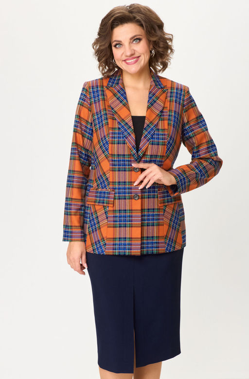 Костюм БелЭльСтиль 412/597 клетка терракот+синий фото 6