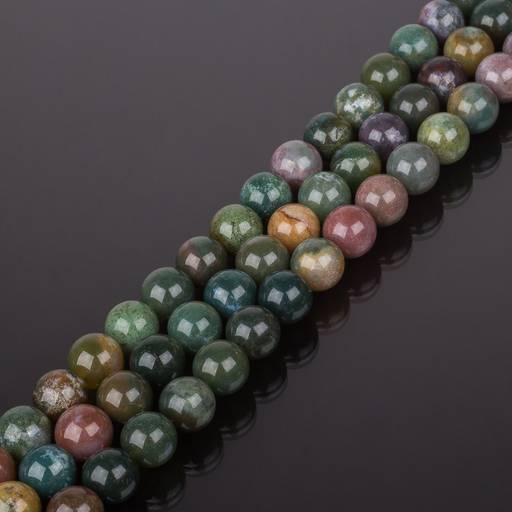 Бусины для рукоделия из Мохового агата (45 бусин) 38 см