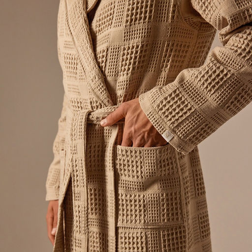 Халат вафельный мужской SL HOME: Chess «Саббиа», размер L, хлопок 100%, коричневый