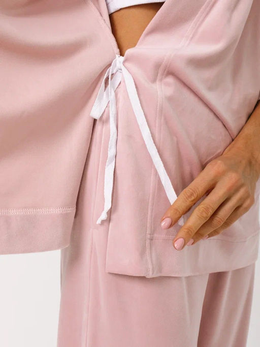 Пижама Кимоно+брюки из велюра OD-836-3 розовый