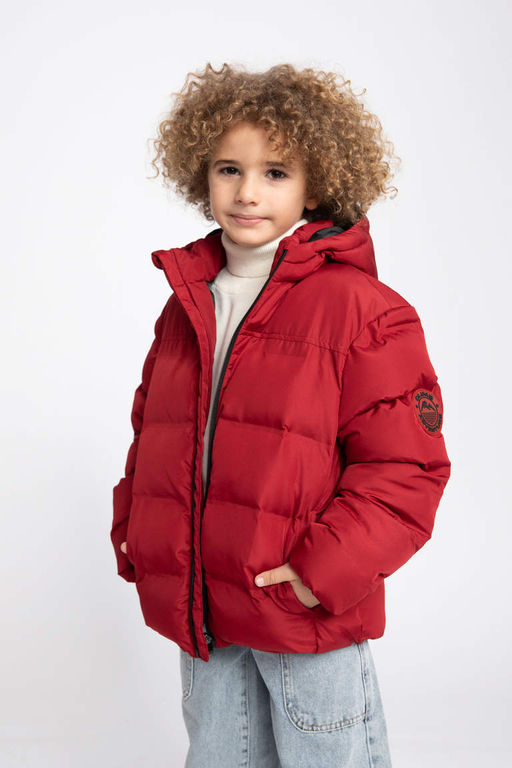 Водоотталкивающая куртка-пуховик с капюшоном для мальчиков - Defacto фото 4