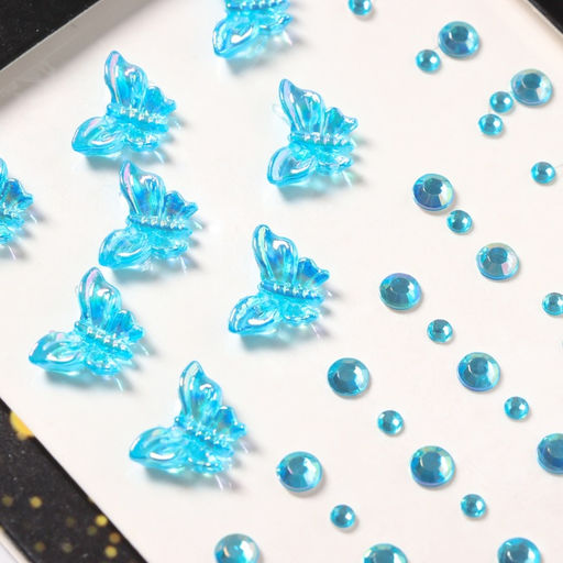 Наклейка - стразы Полёт бабочки, голубая, 11?7.8 см