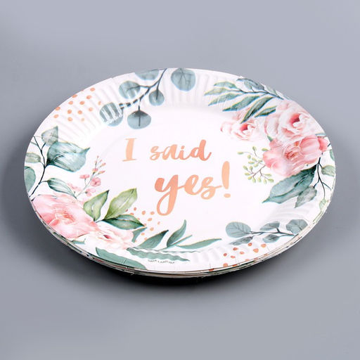 Набор бумажной посуды одноразовый "Девичник": 6 тарелок, 6 стаканов