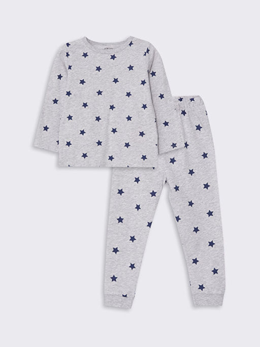 Bisiklet Yaka Uzun Kollu Bask?l? Erkek Bebek Pijama Tak?m?