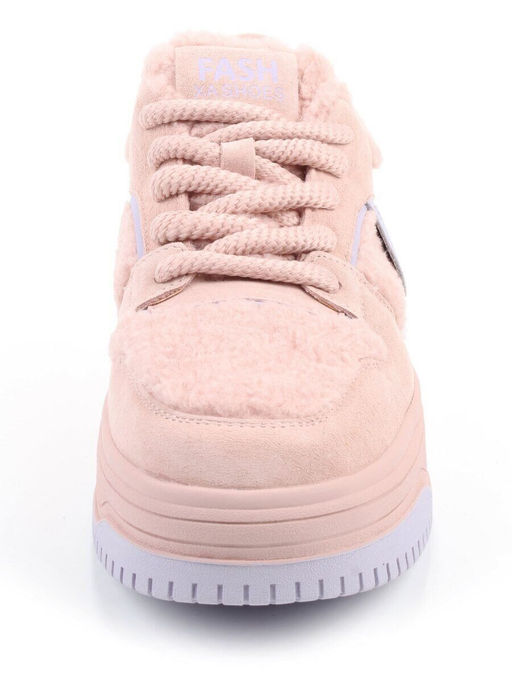 04-P124-2C PINK Кроссовки демисезонные женские (натуральная замша, искусственный мех)