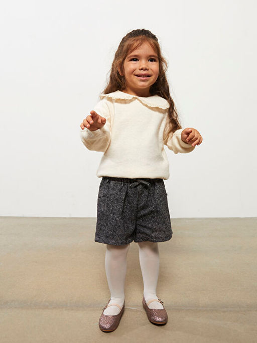 Bebe Yaka Uzun Kollu Kendinden Desenli K?z Bebek Triko Kazak - Waikiki фото 2