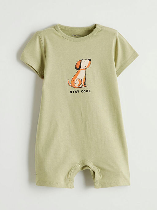 Bisiklet Yaka Bask?l? Erkek Bebek Penye Tulum 3l?