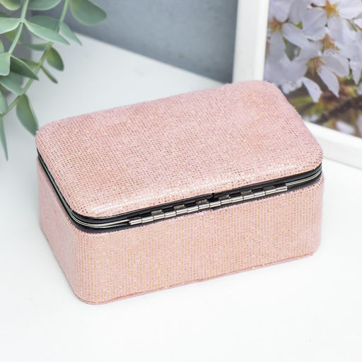 Шкатулка кожзам для украшений Мелкие квадратики. Чёрное серебро 6х7х12 см - Simaland фото 12