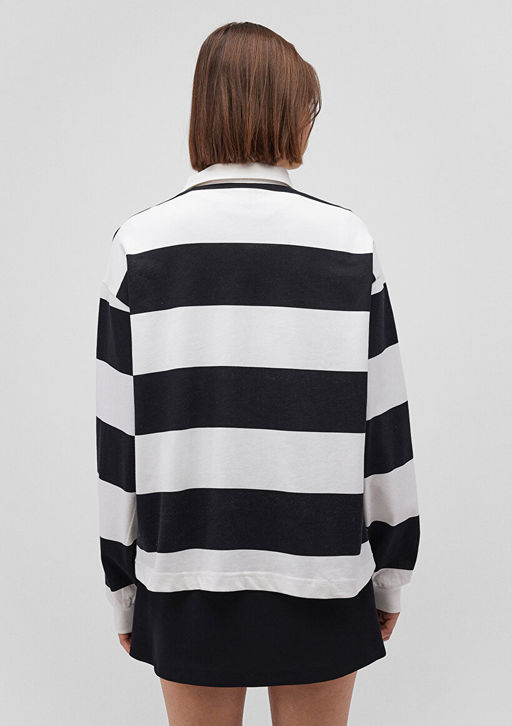 Siyah Cizgili Polo Tisort - Mavi фото 4