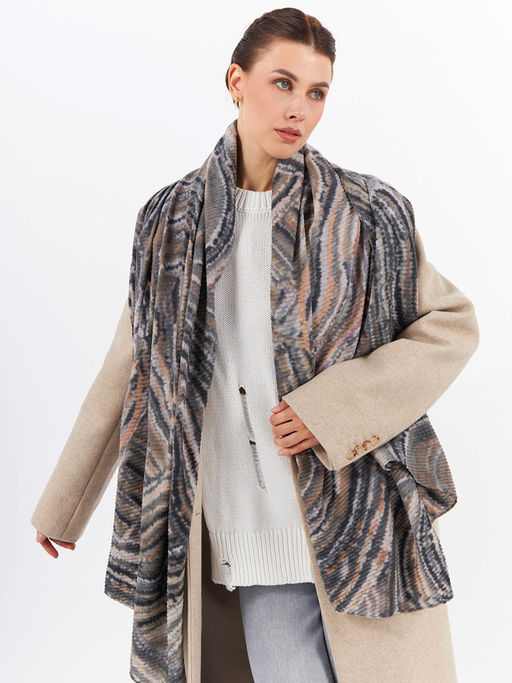 Большой, мягкий, тонкий и очень нежный двусторонний палантин с рисунком - Tantino фото 3