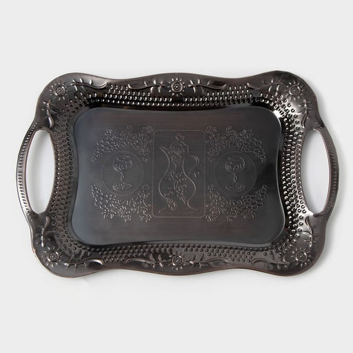 Поднос «Изобилие», 38×25×2.5 см, с ручками, нержавеющая сталь, цвет бронзовый