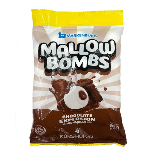 Зефир с начинкой со вкусом шоколада Mallow Bombs Markenburg, Филиппины, 100 г Акция