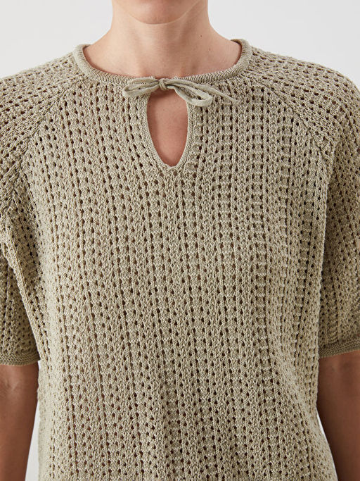 Ba?lamal? Yaka Ajurlu Kad?n Triko Kazak